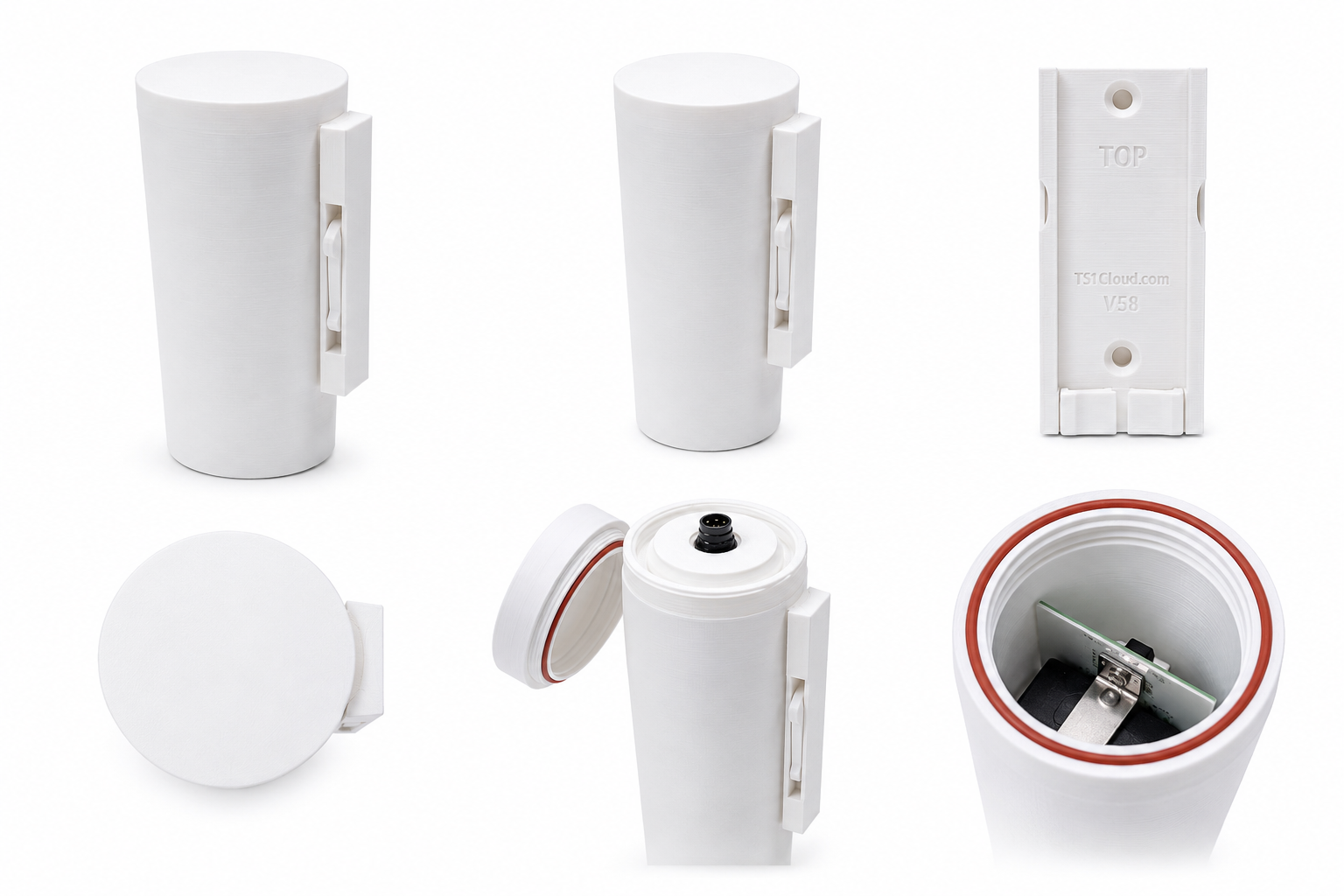 TS1 Internal Sensor — multiple angles showing enclosure, wall mount and internal probe